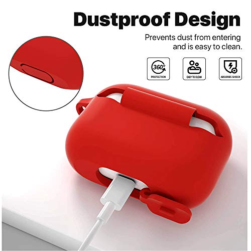 AUGEN Liquid Silicone Shock Proof Cover Compatible with Air-Pods Pro (Gen 1) Protection Carrying Bag Box Cover Case with Steel Hook (Air-Pods Not Included only a Cover/case) (Red) - Image 4