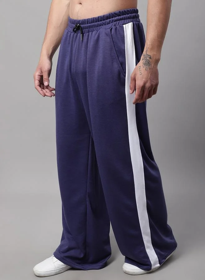 ستايلي Men Purple Side Stripe Wide Leg Joggers By Door74