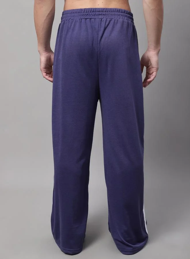 Styli Men Purple Side Stripe Wide Leg Joggers By Door74