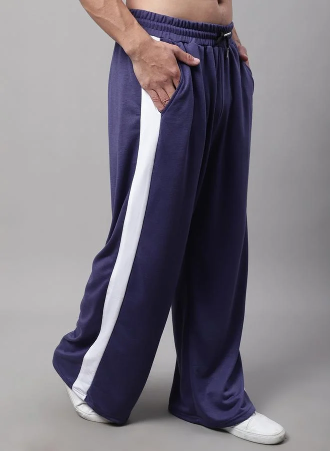 ستايلي Men Purple Side Stripe Wide Leg Joggers By Door74