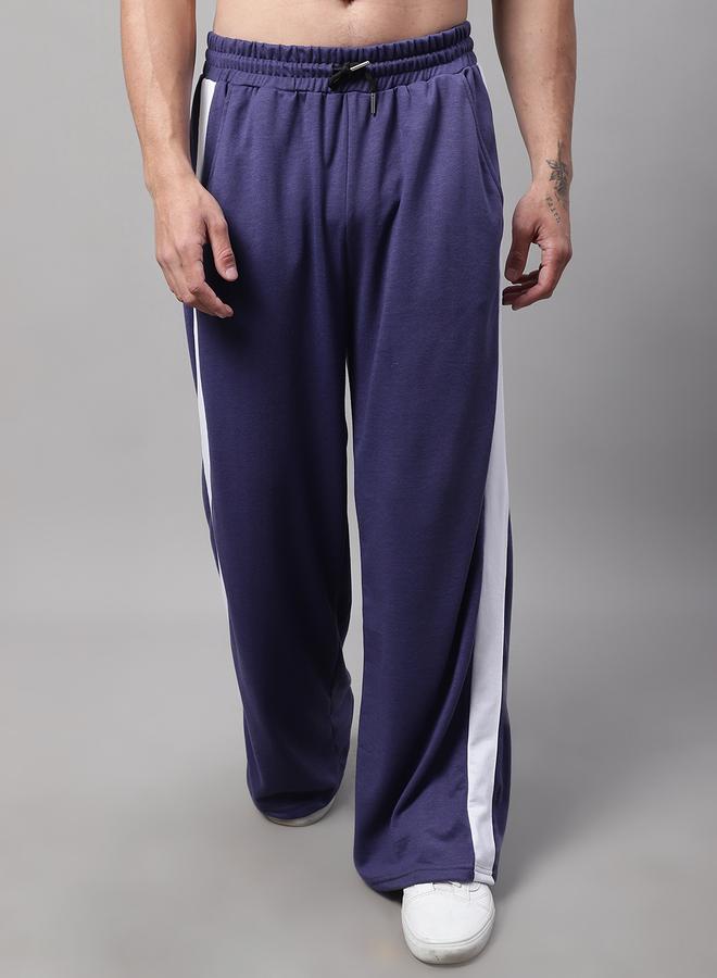 تايك تو بنطلون رياضي رجالي واسع الساق مخطط جانبي بنفسجي من دور - Image 1
