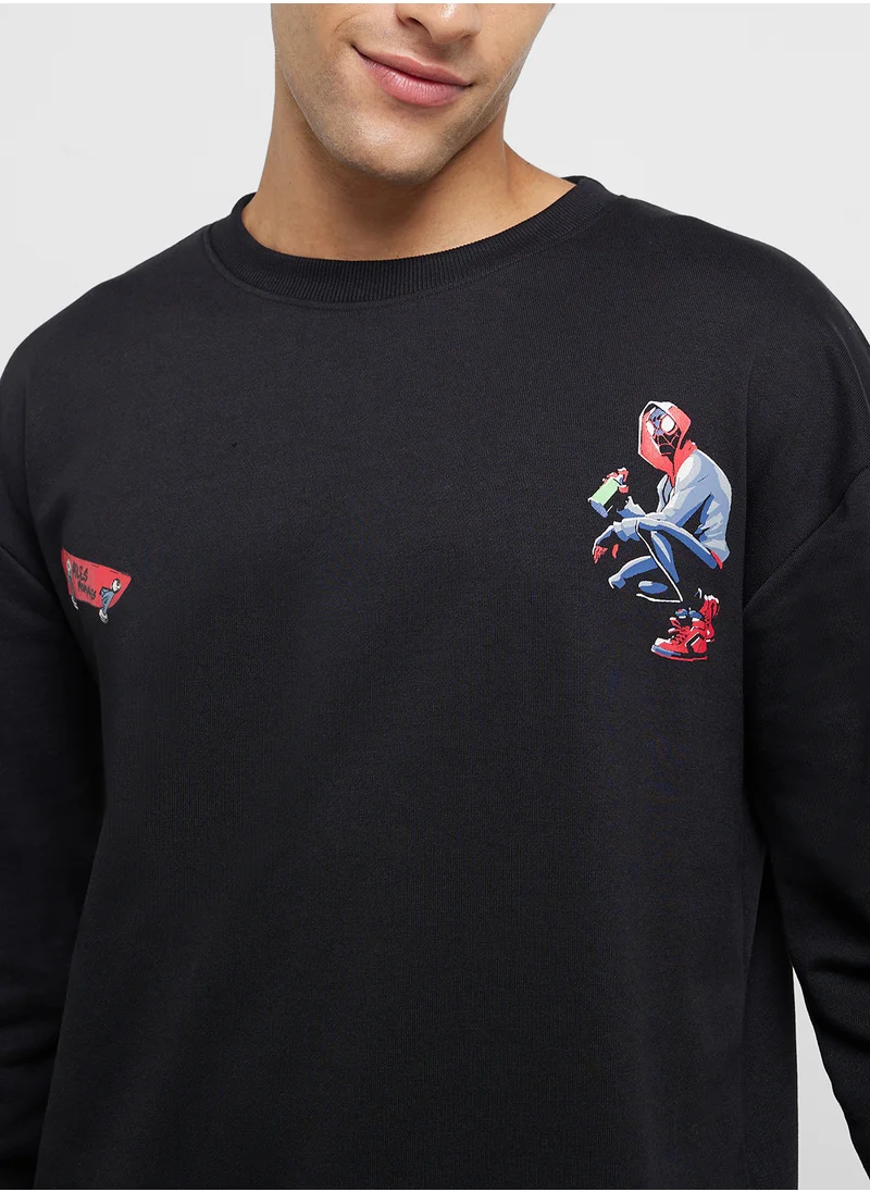 مارفل Spider Man Men'S Oversized  Sweatshirt