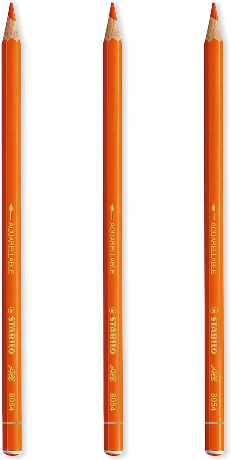 STABILO All Watercolour Effect Pencil Pack of 3 Pencils  Orange - Image 1