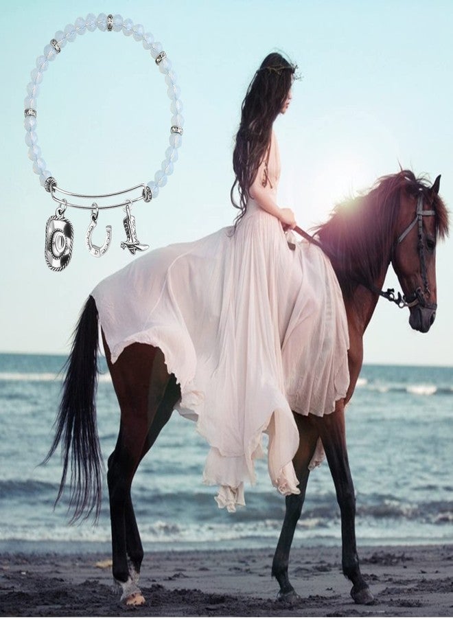 FEELMEM Cowl Jewelry Equestrian Bracelet l Western Jewelry Horses Horseshoe Charm Bracelet Horse Lover Gift - Image 5