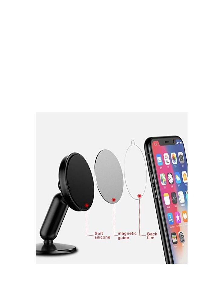 Magnetic Phone Holder for Car Universal Mobile Stand with 360 Degree Swirl Design Paste Type for Dashboard/Wind Shield - Black - Image 2