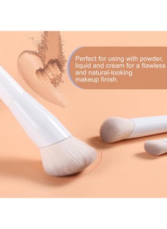 KingMas Angled Foundation Brush Concealer Brush, Premium Kabuki Makeup Brush For Liquid, Blending, Cream, Powder, Blush Buffing Stippling Face Makeup Tools White (White, A. 3Pcs (170W/270W/370W))  - Image 4