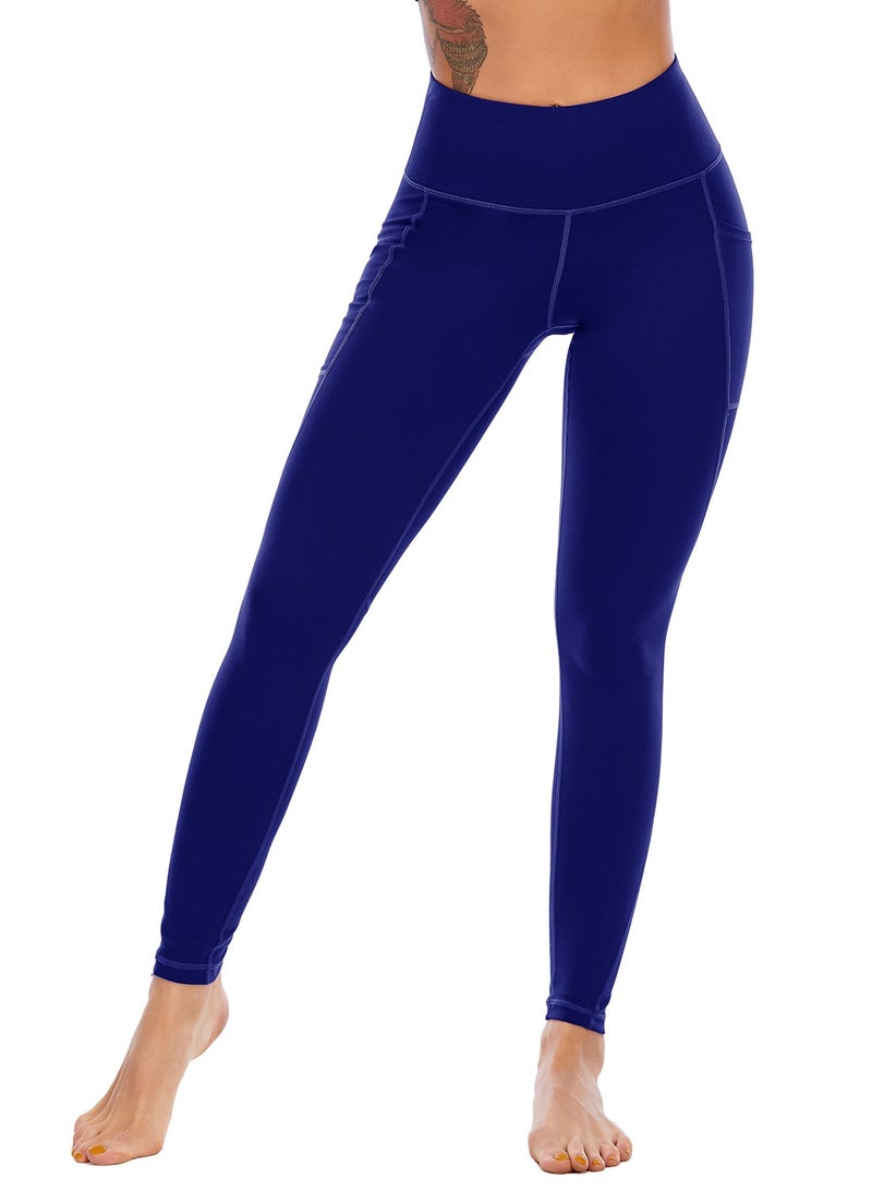 Loquat High waist stretch yoga pants tight waist skin-friendly exercise and fitness sport pants lady blue  - Image 1