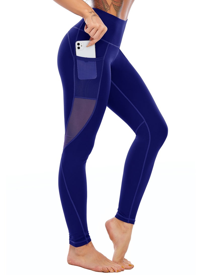 Loquat High waist stretch yoga pants tight waist skin-friendly exercise and fitness sport pants lady blue  - Image 2
