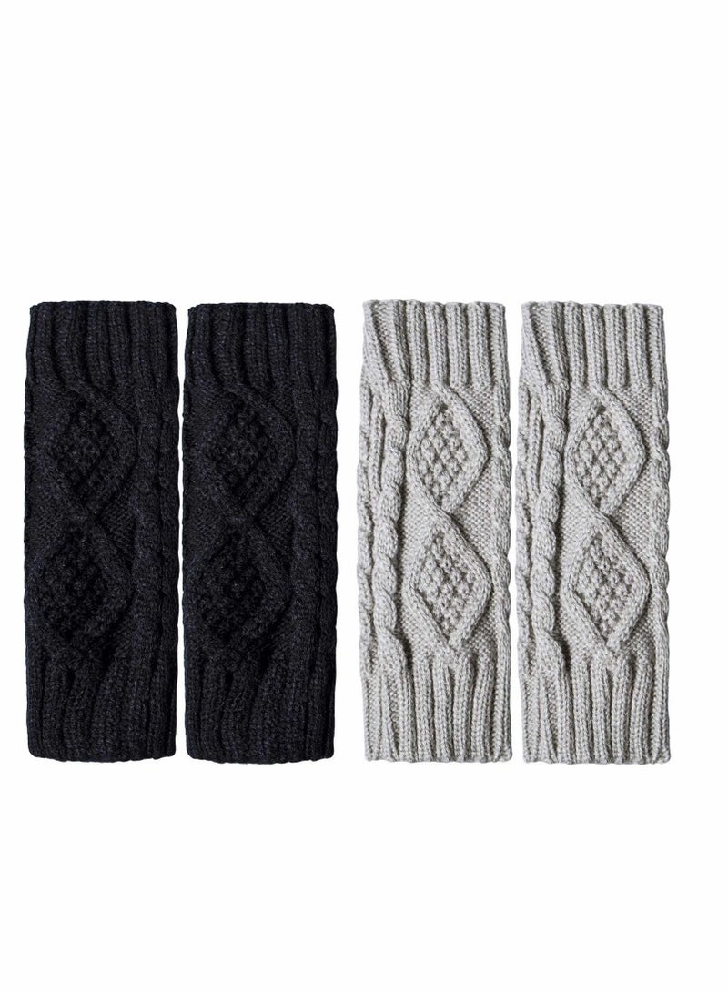 Y&D Fingerless Hand Warmer Skeleton Gloves, 2 Pcs Women Winter Warm Knit Gloves Crochet Thumbhole Arm Warmers Mittens, for  - Image 2