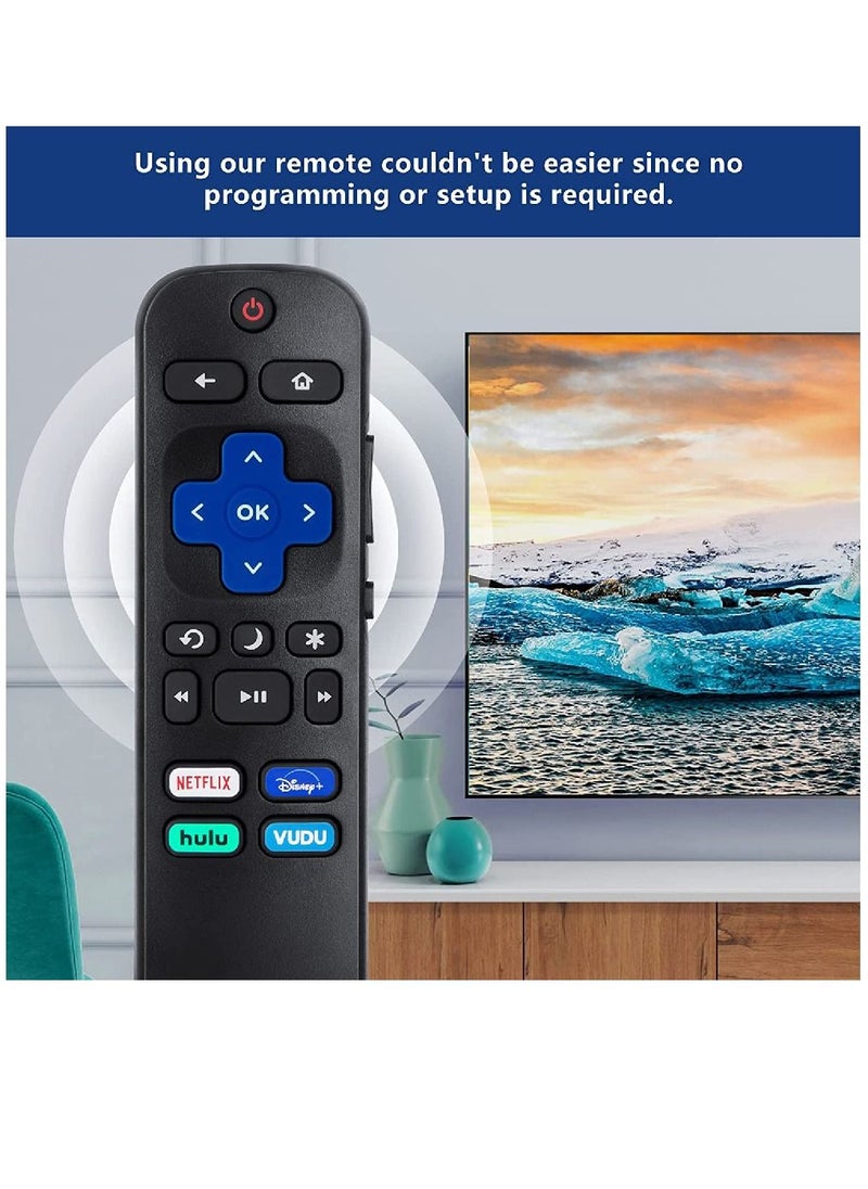 Replacement Remote Control For TCL/Hisense/Sharp Roku TV With Netflix Disney+/Hulu/Prime Video Buttons Black