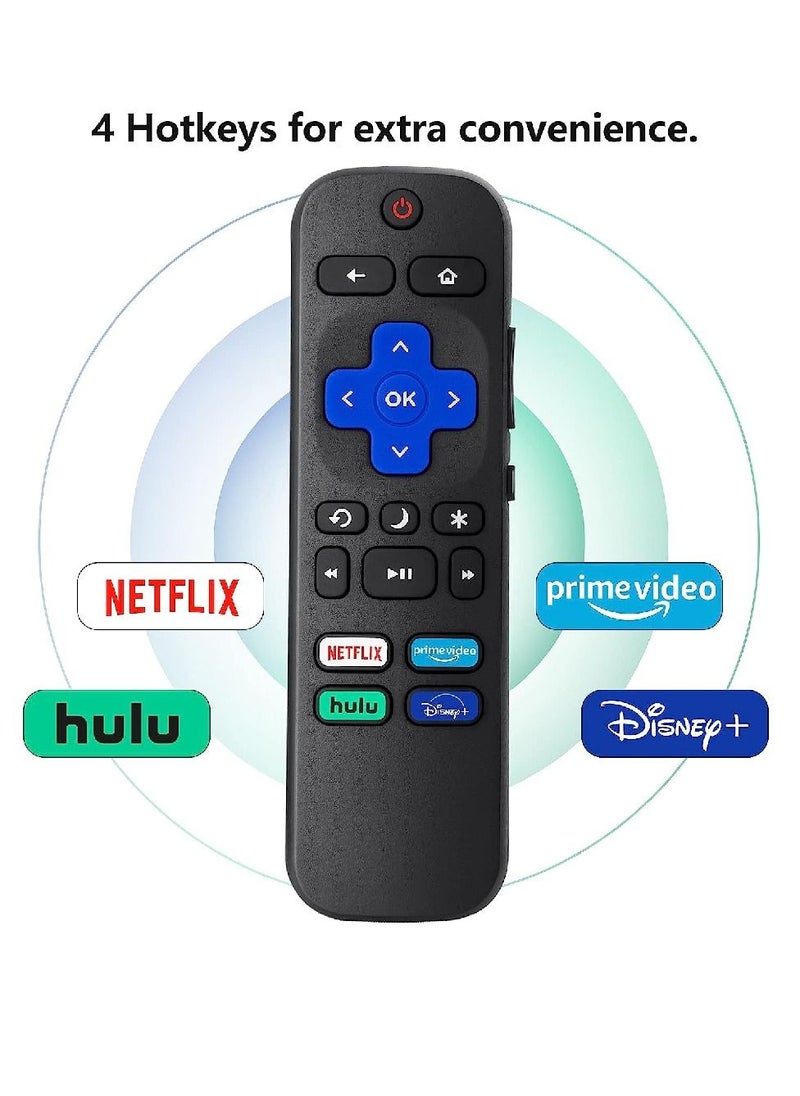 Replacement Remote Control For TCL/Hisense/Sharp Roku TV With Netflix Disney+/Hulu/Prime Video Buttons Black