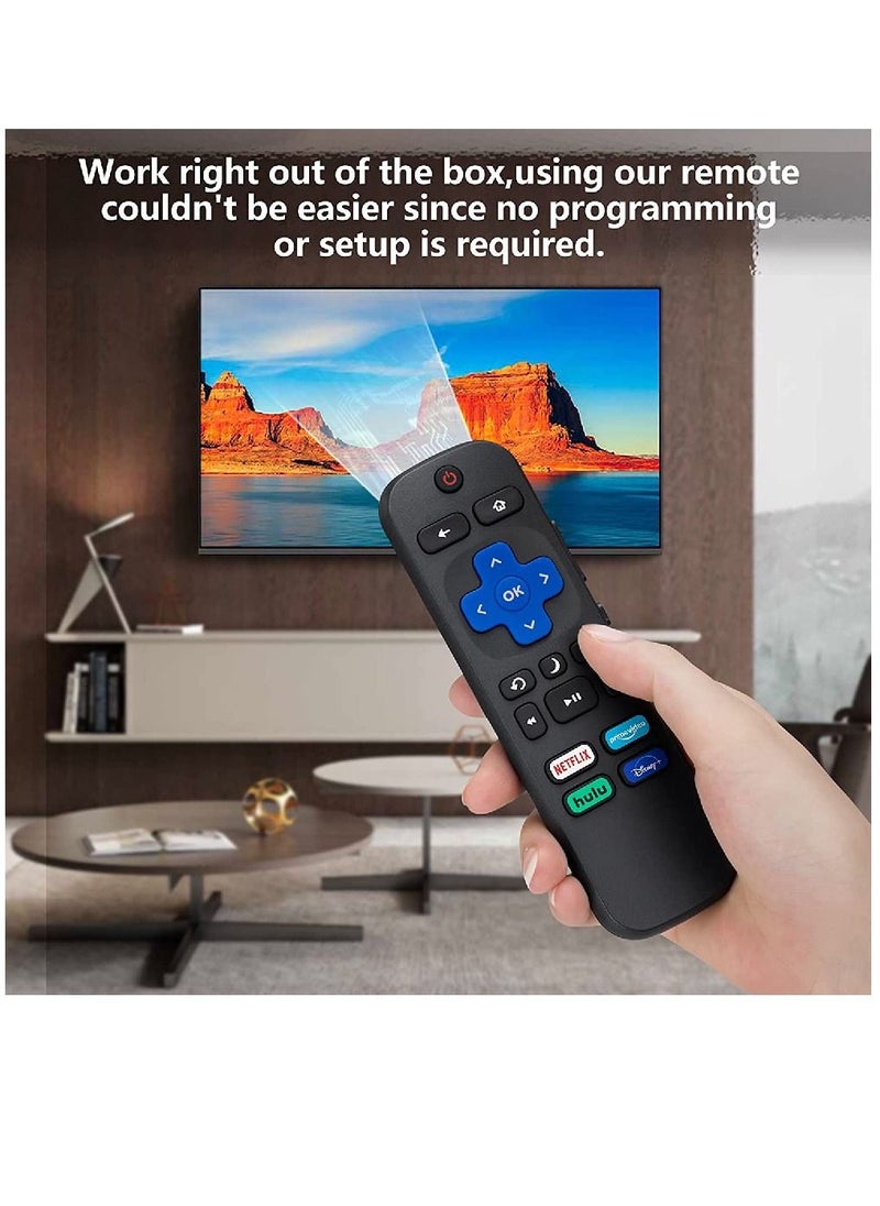 Replacement Remote Control For TCL/Hisense/Sharp Roku TV With Netflix Disney+/Hulu/Prime Video Buttons Black