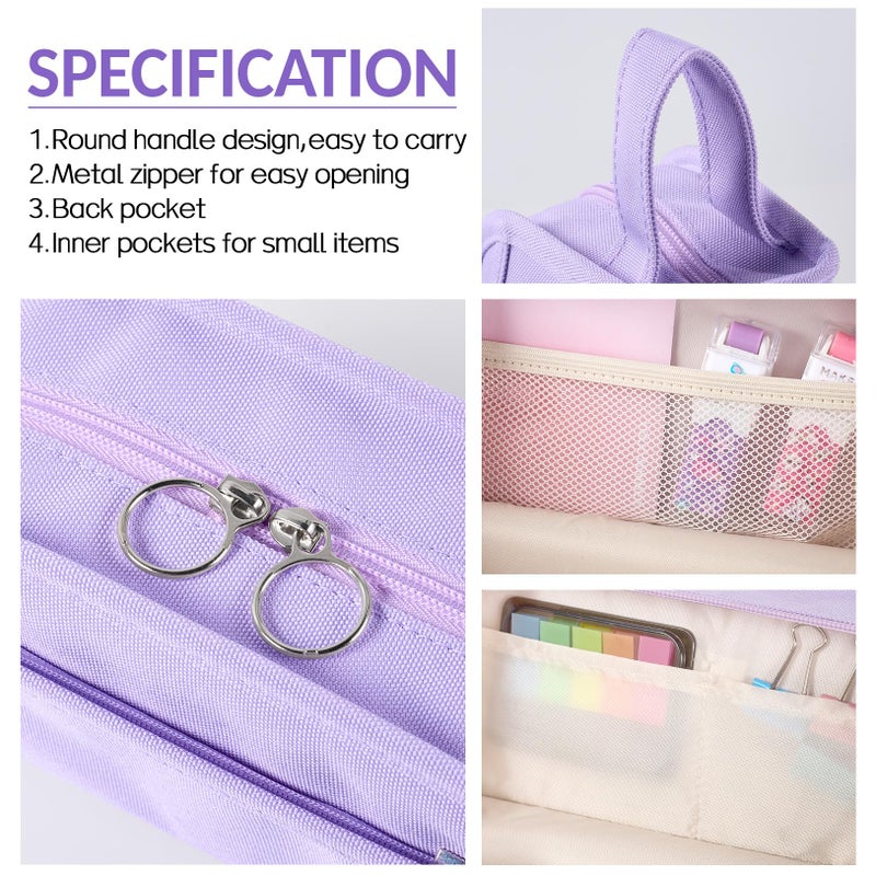 Sooez Wide Opening Pencil Case, Large Capacity Pencil Pouch Organizer Aesthetic Pencil Bag for School Supplies Stationery, Marker Pouch Makeup Bag Organizer - Image 4