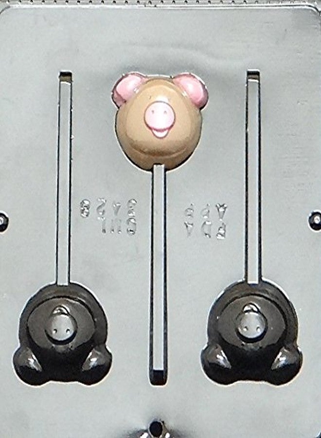 Lollipops Pig Lollipop Chocolate Candy Mold Piggy 3428 with 3 Cavities, Approximately 2 1/2" Each Piece - Image 2