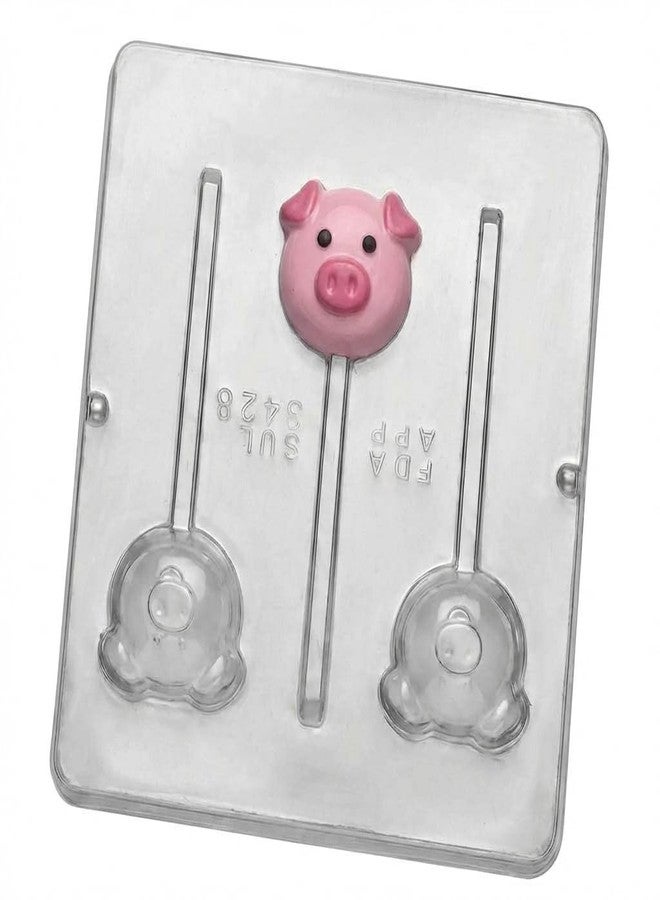 Lollipops Pig Lollipop Chocolate Candy Mold Piggy 3428 with 3 Cavities, Approximately 2 1/2" Each Piece - Image 1