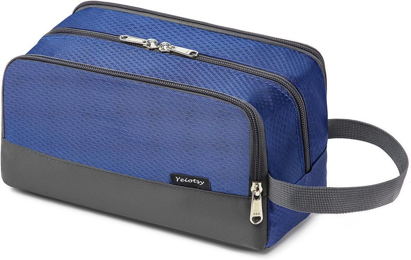 Yeiotsy Travel Toiletry Bag for Men - Ultra-thin Dopp Kit with Mesh Pockets, Compact Shaving Organizer for Gym/Camping/Hiking, Sapphire, Small, Solid Toiletry Bag - Image 1