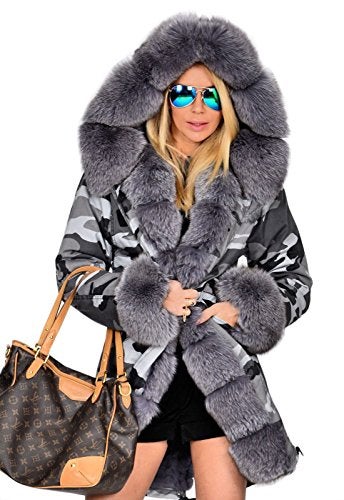 Roiii Women Thicken Warm Winter Coat Hood Down Parka Fleece Fur Outdoor Overcoat Long Jacket Outwear - Image 1