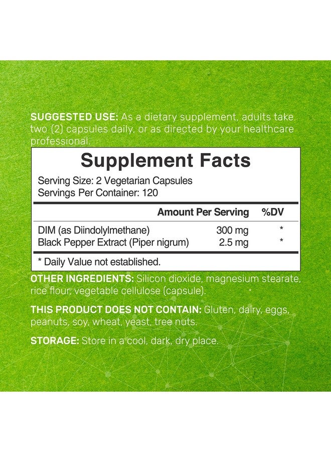 DEAL SUPPLEMENT DIM Supplement 300mg, 240 Caps, 4 Months Supply | Estrogen Balance for Men & Women | Diindolylmethane Plus Black Pepper Extract for Enhanced Absorption | Hormonal & Skin Health Support - Image 2