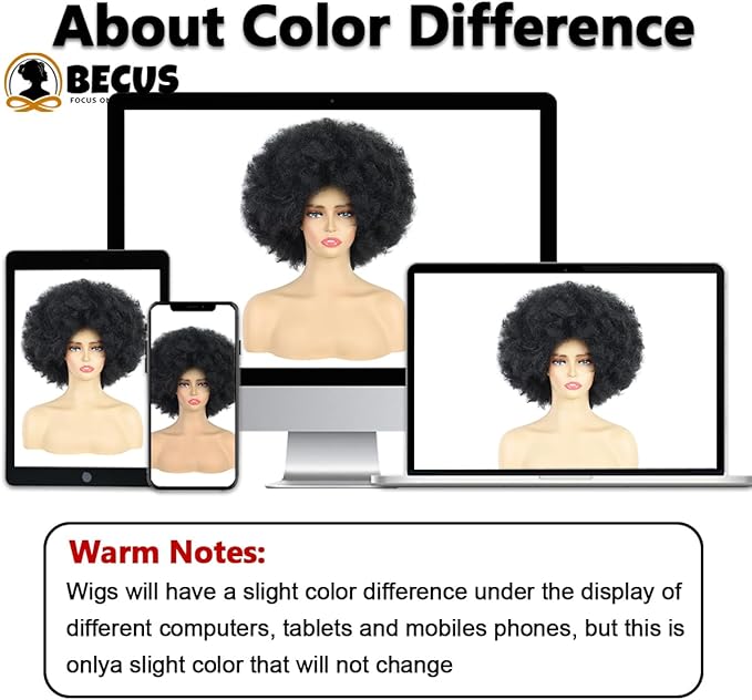 Becus Curly Wig for Black Women 10 Inches Soft Curly Afro Wigs With Bangs Synthetic Short Curly Wigs for Women Daily Use and CosplayBrown