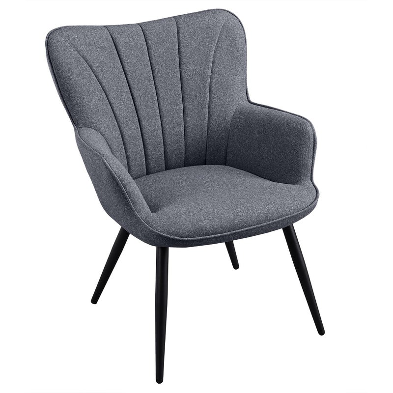 Yaheetech Accent Chair Modern and Elegant Armchair Linen Fabric Vanity Chair with Mental Legs and High Back for Living Room Bedroom Office Waiting Room Grey