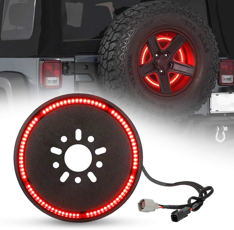 SUPAREE Plug and Play Spare Tire Brake Light Wheel Light 3rd Third Brake Light fit for Wrangler 2007-2018 JK JKU YJ TJ,Red Light - Image 1