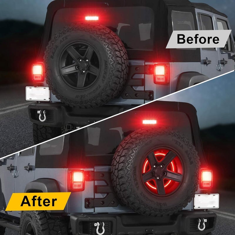 SUPAREE Plug and Play Spare Tire Brake Light Wheel Light 3rd Third Brake Light fit for Wrangler 2007-2018 JK JKU YJ TJ,Red Light - Image 5