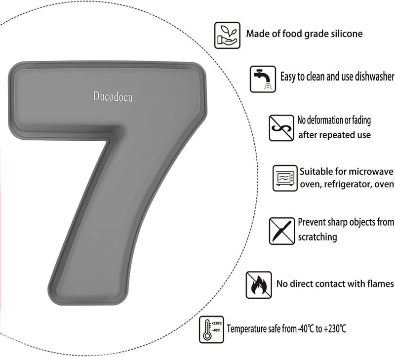 Ducodocu Silicone Number Cake Pan Large 3D Number Cake Mold Baking Forms Novel Cake Tins DIY Baking Mold for 17/71th Birthday Wedding Anniversary 10 inch Number of 1&7 - Image 3