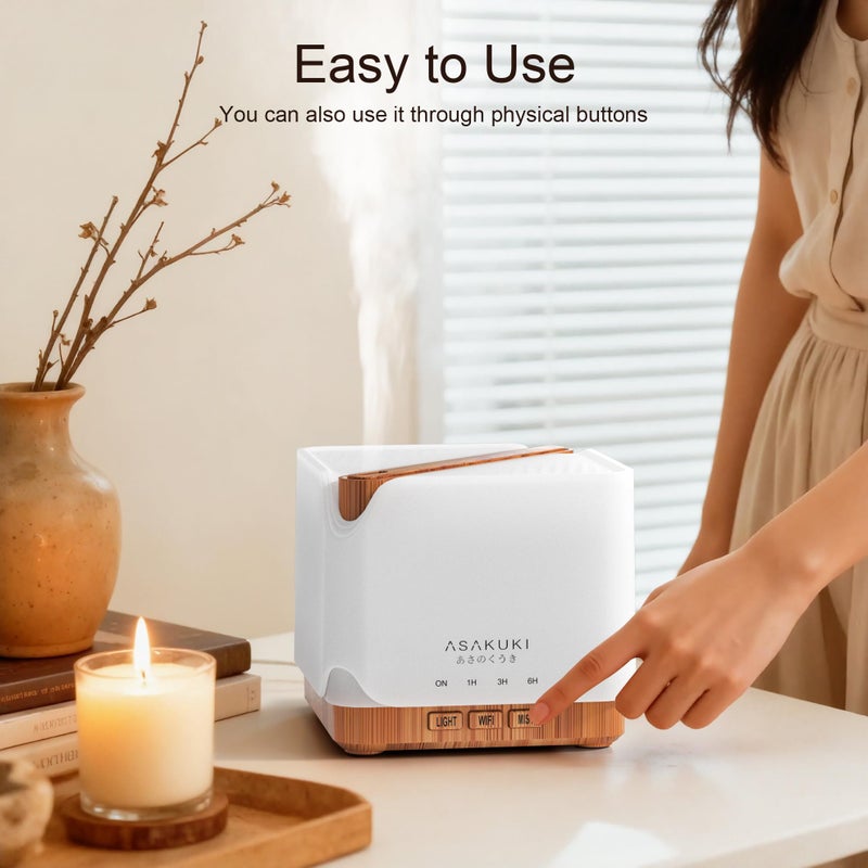 ASAKUKI موزع زيت أساسي ASAKUKI للمنزل، مرطب ذكي WiFi سعة 700 مل، اتصال سهل مع أليكسا وGoogle Home، تطبيق الهاتف والتحكم الصوتي، مؤقتات مجدولة مخصصة وضوء LED - أصفر - Image 5