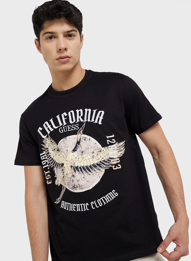 GUESS Printed Short Sleeve Crew Neck T-Shirt  - Image 3