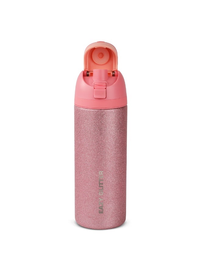 Eazy Kids 17” Trolley School Backpack Set w/ Stainless Steel Glitter Water Bottle – Butterfly Pink - Image 3