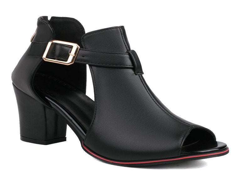 Peep-Toe Sandals Thick Heel High Heels Women'S Waterproof Platform Thick Bottom Belt Buckle Rear Zipper Women'S Sandals - Image 1