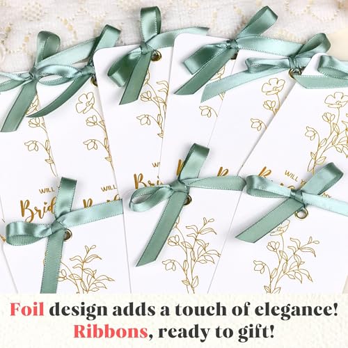 STOFINITY Bridesmaid Proposal Card Set - 8 Will You Be My Bridesmaid Card, 2 Maid Of Honor Cards, 2 Matron Of Honor Cards, Wedding Bridesmaid Proposal Gifts Ideas Green Ribbon - Image 4