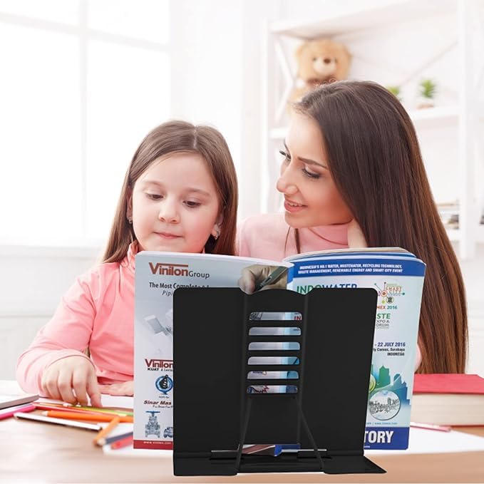 REDITEX Portable Metal Book Stand Holder Adjustable Foldable Design for Desktop Use Ideal for Cookbooks Textbooks Sheet Music and More Convenient Book Organizer - Image 3