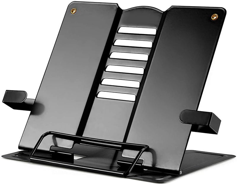 REDITEX Portable Metal Book Stand Holder Adjustable Foldable Design for Desktop Use Ideal for Cookbooks Textbooks Sheet Music and More Convenient Book Organizer - Image 1
