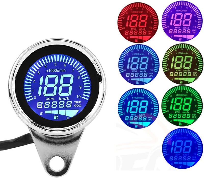 H-come Universal Motorcycle Odometer LCD Digital Speedometer Tachometer Gauges with Night Light Fit for Most Popular 12V Motorbike - Image 4