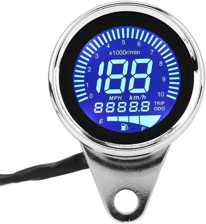 H-come Universal Motorcycle Odometer LCD Digital Speedometer Tachometer Gauges with Night Light Fit for Most Popular 12V Motorbike - Image 1