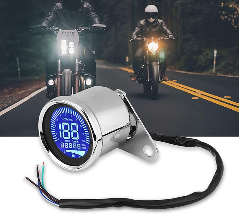 H-come Universal Motorcycle Odometer LCD Digital Speedometer Tachometer Gauges with Night Light Fit for Most Popular 12V Motorbike - Image 2
