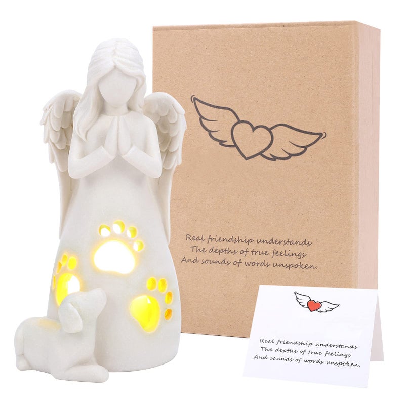 BEARAE Loss of Dog Sympathy Gift Dogs Memorial Gifts Pet Loss Candle Holder Figurine Statue Dog Passing Away Statue Remembrance Gift Puppy Angel Figurine for Dogs Owners