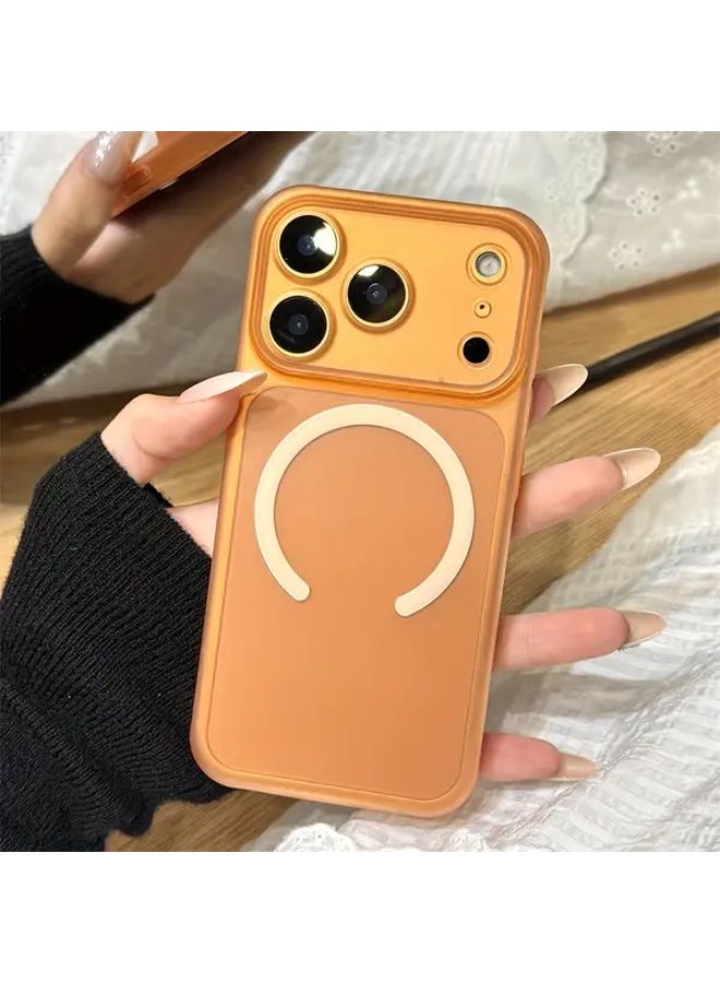 Translucent Orange Magnetic Wireless Charging Case for iPhone 17 Air Shockproof - Image 1