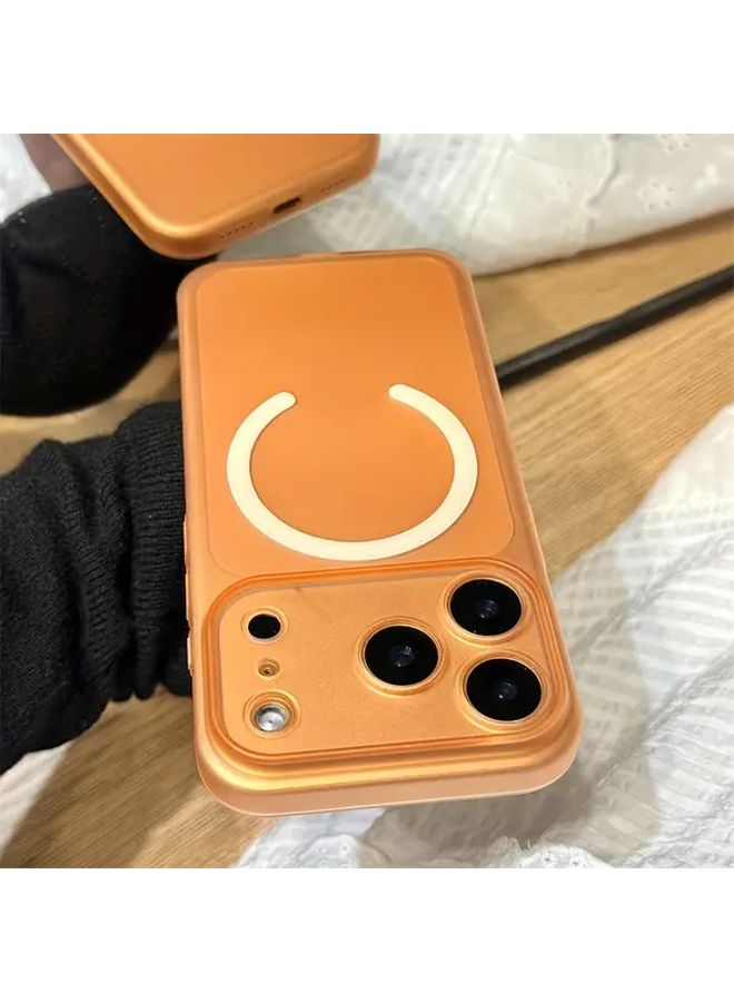 Translucent Orange Magnetic Wireless Charging Case for iPhone 17 Air Shockproof - Image 3