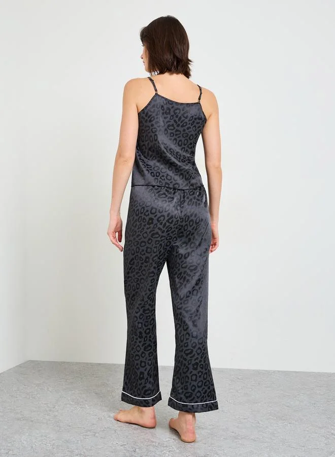 Take Two  Black Leopard Print Cami Pajama Set for Women | Best Price UAE