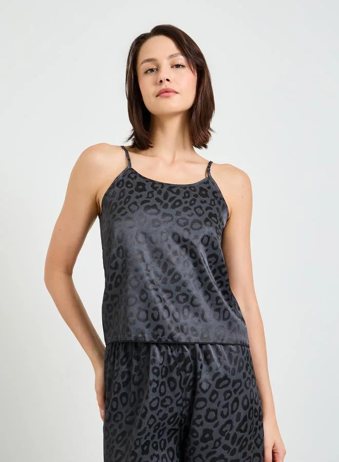 Take Two  Black Leopard Print Cami Pajama Set for Women | Best Price UAE
