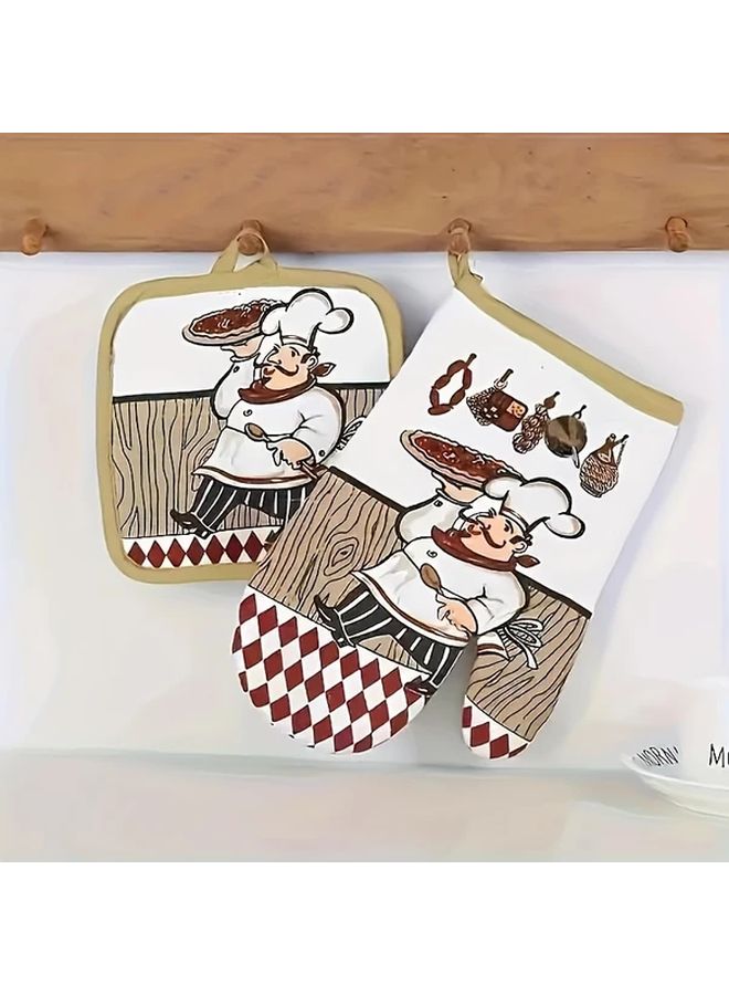 2pcs Chef Color Kitchen Gloves Dishwasher Washable Comfortable Polyester Hand Guard - Image 1