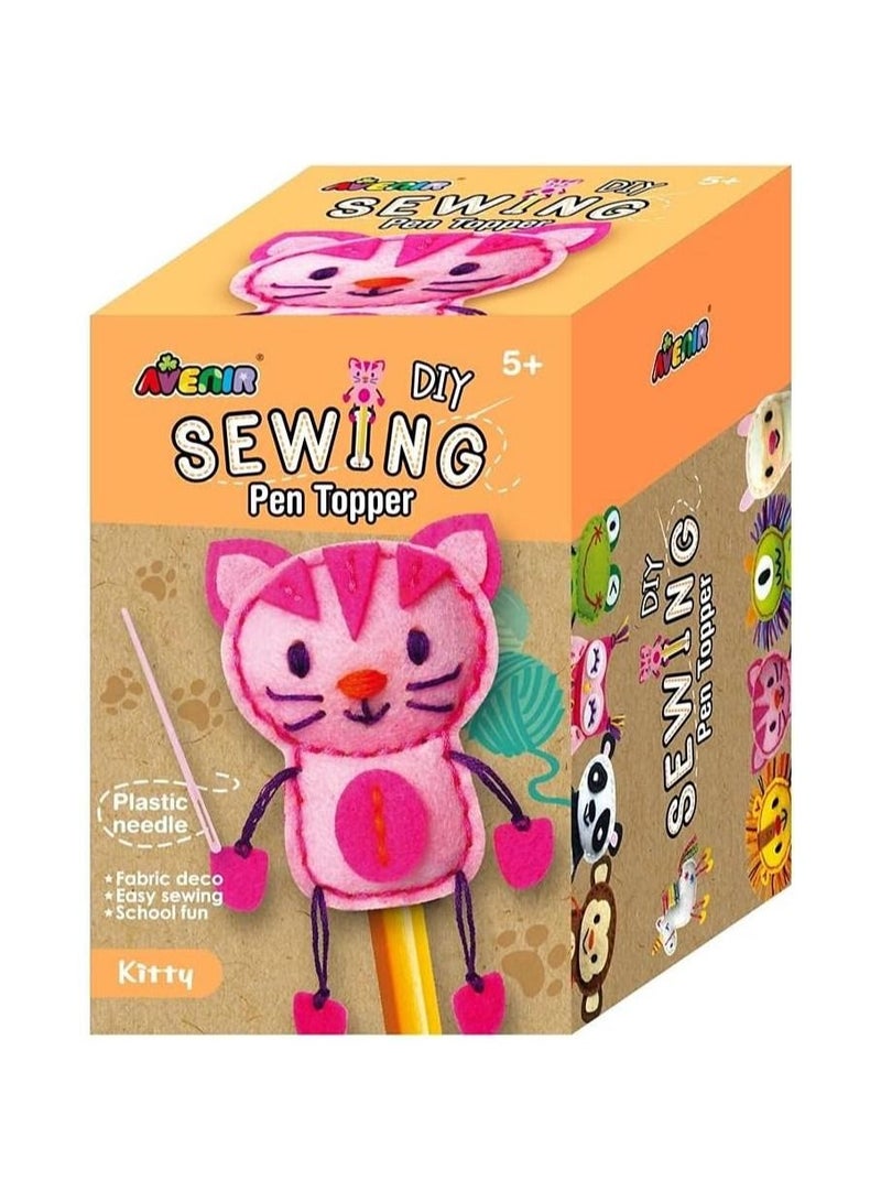 Avenir Sewing Pen Topper - Kitty | DIY Pen Topper Friend Sewing Kit - Hours of Entertainment & Creativity | Tools & Instructions Included, Easy and Fun Activity for Kids + - Image 1