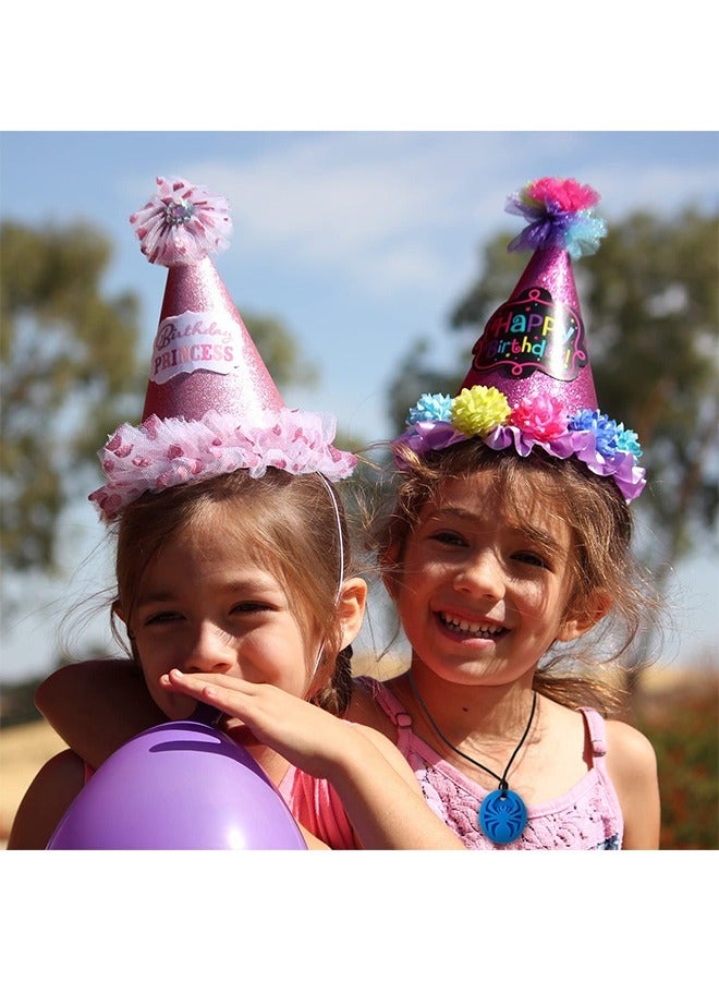 2 Pcs Spider SSensory Chew Necklace for Kids, Chewy Food Grade Silicone Oral Toys, for Autistic ADHD Oral Motor Boys and Girls Children with Teething Anxiety Biting Necklace (Red+Blue) - Image 5