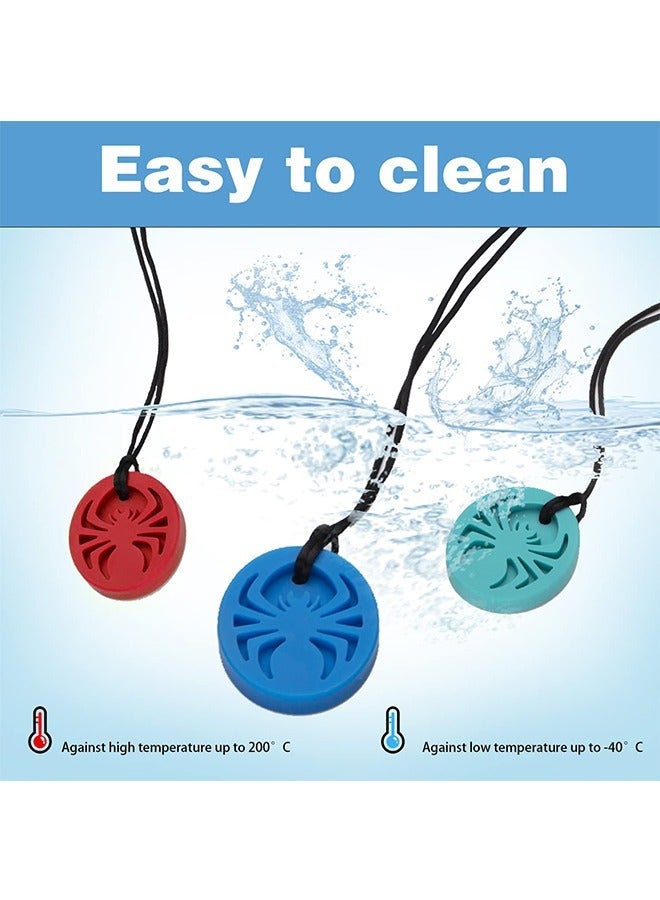 2 Pcs Spider SSensory Chew Necklace for Kids, Chewy Food Grade Silicone Oral Toys, for Autistic ADHD Oral Motor Boys and Girls Children with Teething Anxiety Biting Necklace (Red+Blue) - Image 4