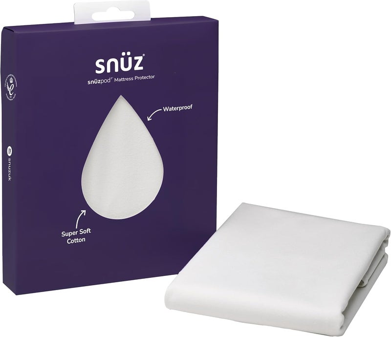 Snuz SnüzPod2 Waterproof Mattress Protector 36 x 80cm – 100% Waterproof with Moisture-Wicking Cotton Surface - Image 1