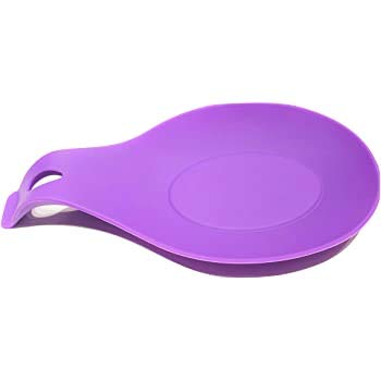 RRJ RRJ Kitchen Silicone Spoon Rest, Flexible Almond-Shaped, Silicone Kitchen Utensil Rest Ladle Spoon Holder (Size: Small/Multi Color Pack of 2)  - Image 3