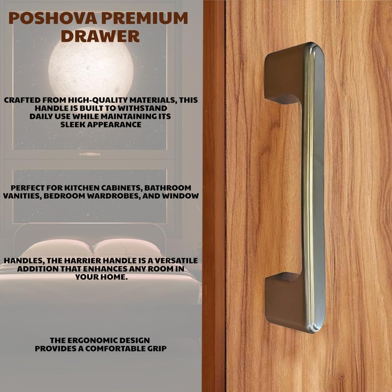 POSHOVA POSHOVA Premium Drawer 96MM Handle Harrier for KitchenCabinet Pull Handles for Cupboard DrawersWindow HandleWardrobe Handle Pack of 2 Satin Black 96MM  - Image 2