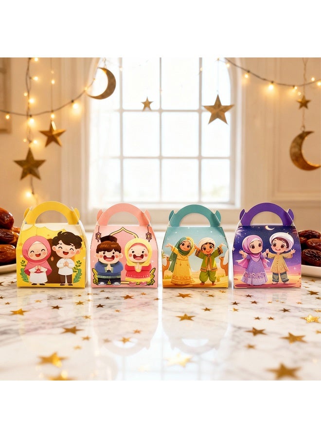 24 Pack Eid Mubarak Party Favor Boxes Lovely Muslim Ramadan Decorations Cartoon Print Goodie Candy Bags Goody Favor Gift Bags for Kids Boys Girls, Muslim Islamic Eid Iftar Diwali Party Supplies - Image 5